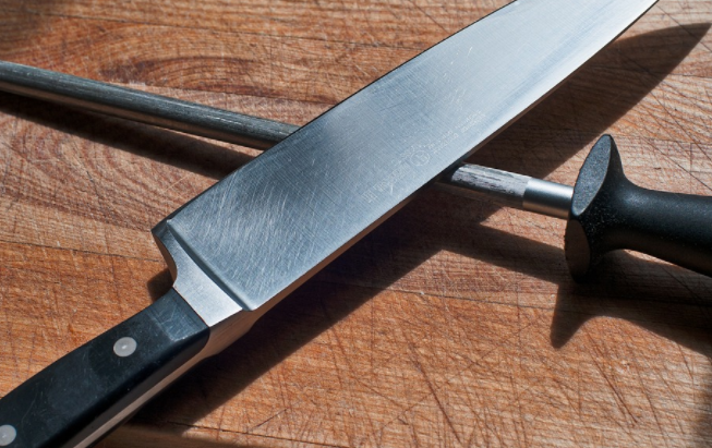 A knife and a sharpener